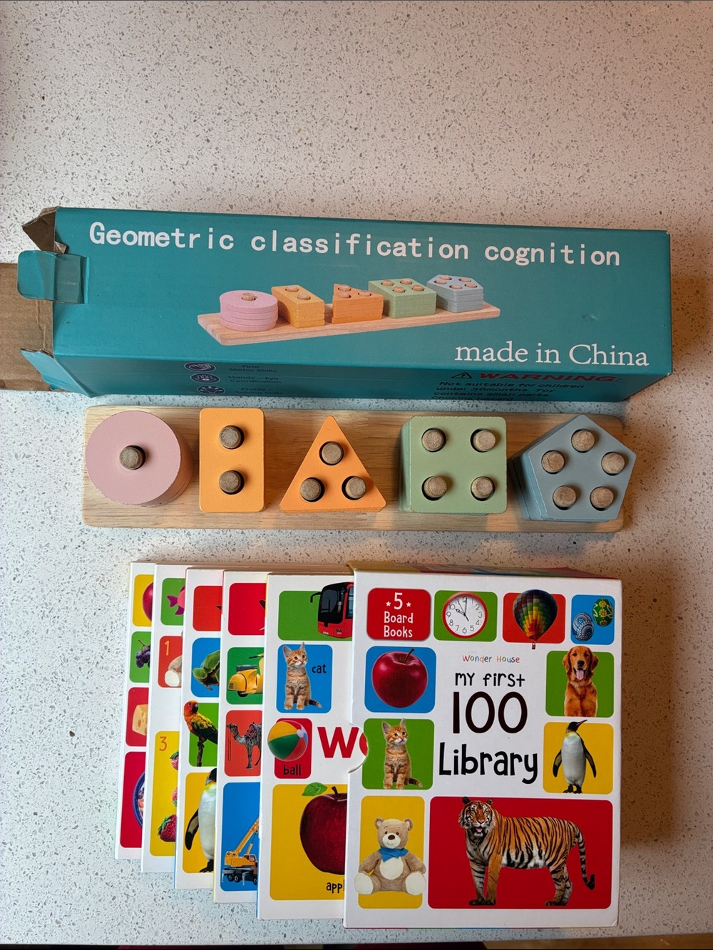 Wooden shape sorting & book bundle